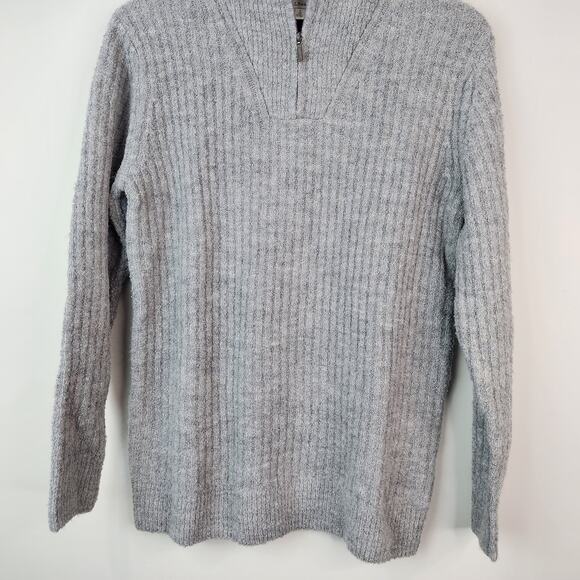 LL Bean Cozy Cloud Sweater Women's SMALL Quarter Zip Gray Ribbed NWT - Picture 4 of 8